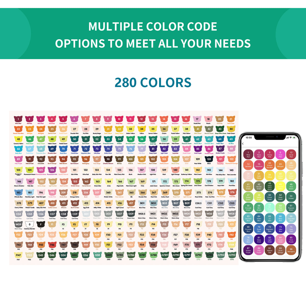 Aedaga 280 Colors Alcohol Markers with Free App