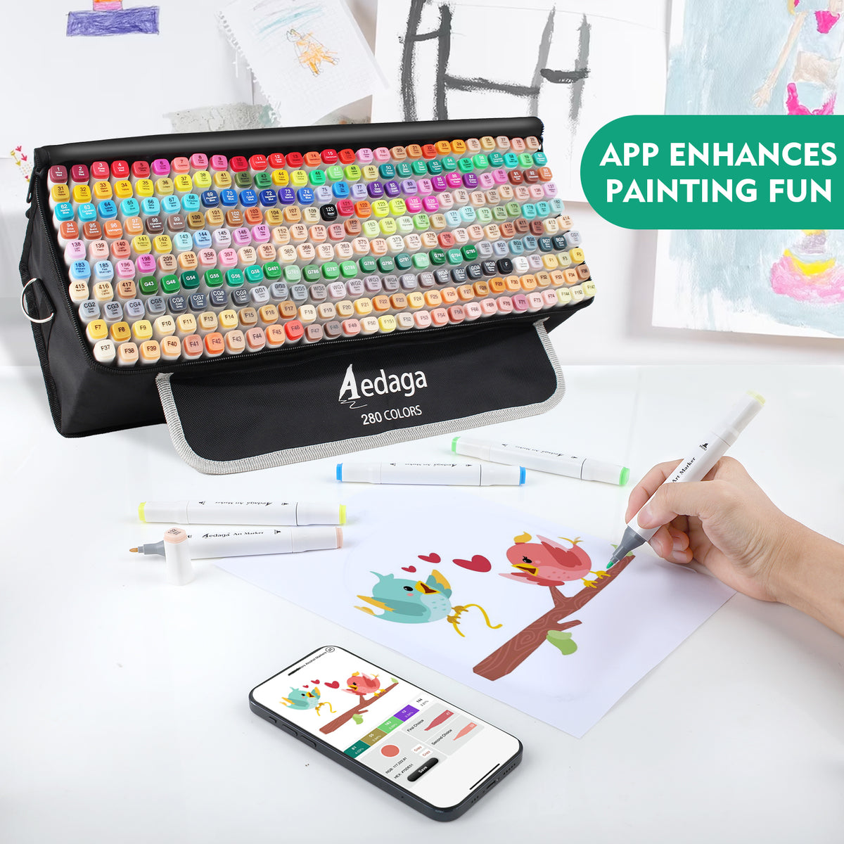 Aedaga 280 Colors Alcohol Markers with Free App