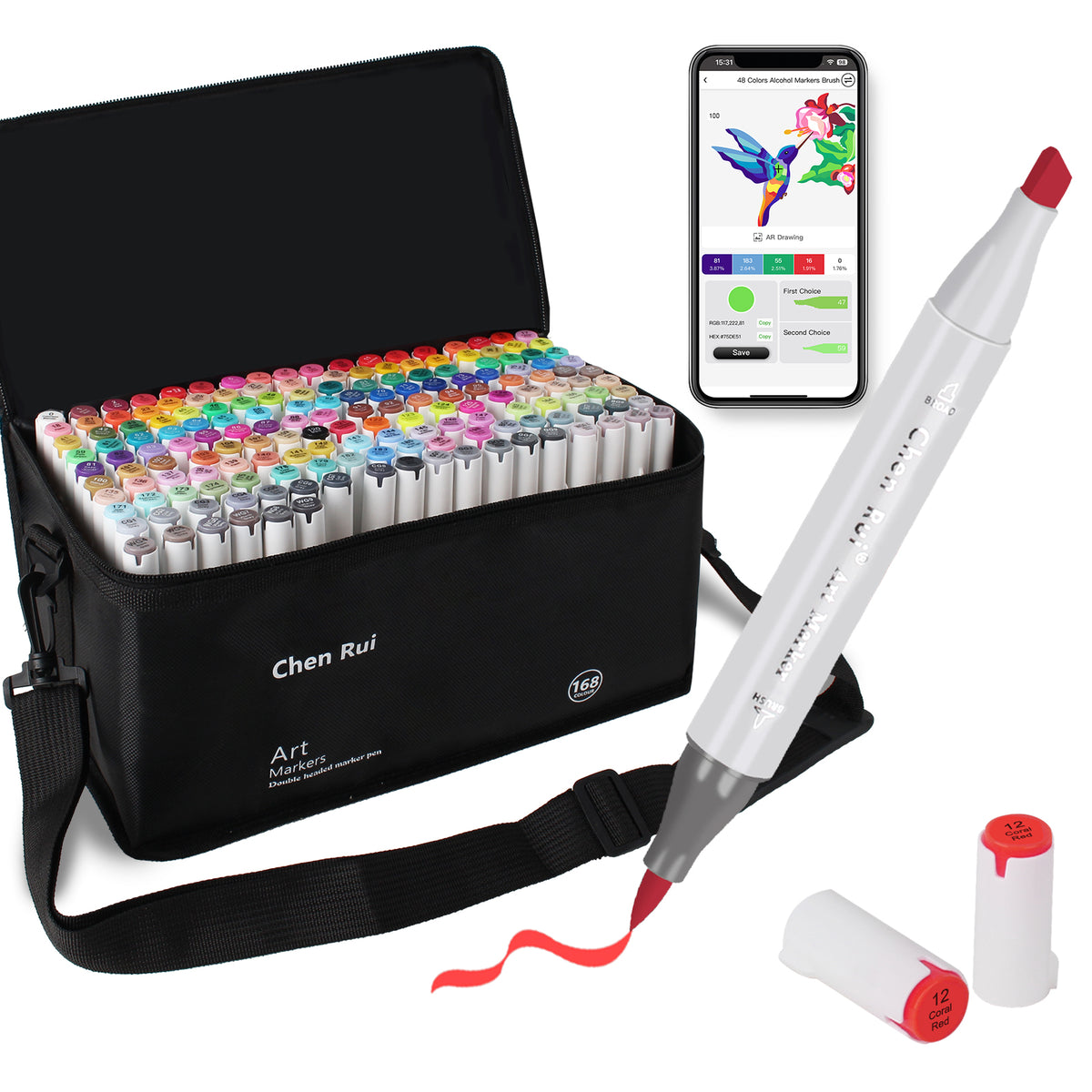 168 Colors Alcohol Brush Markers with Free App