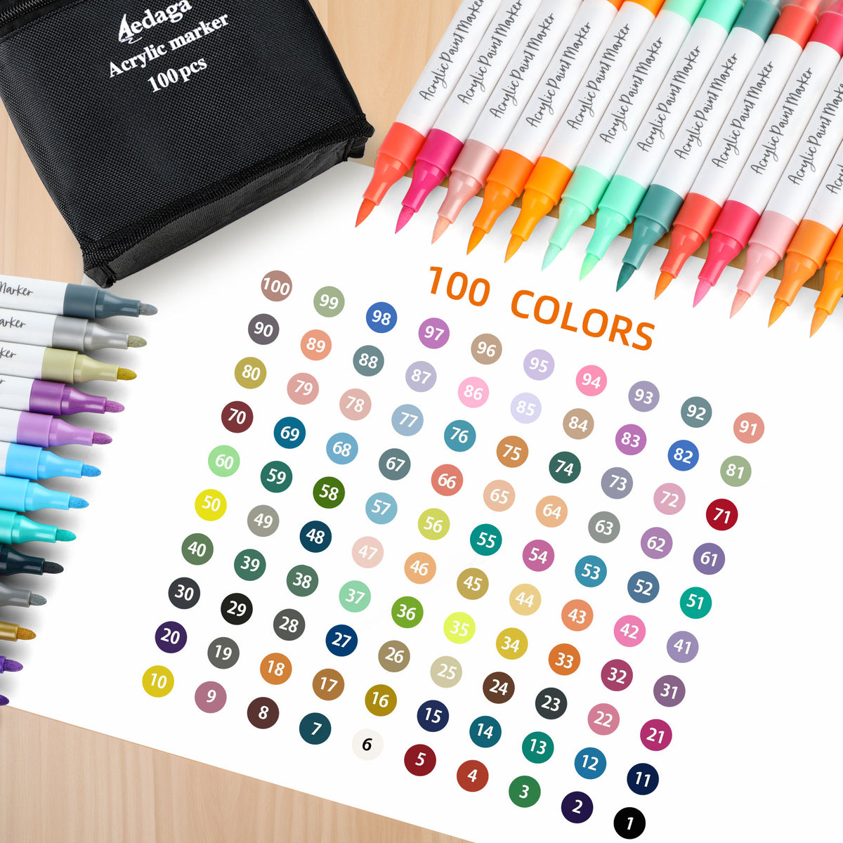100色のアクリル絵の具ペン（無料アプリ付き） 