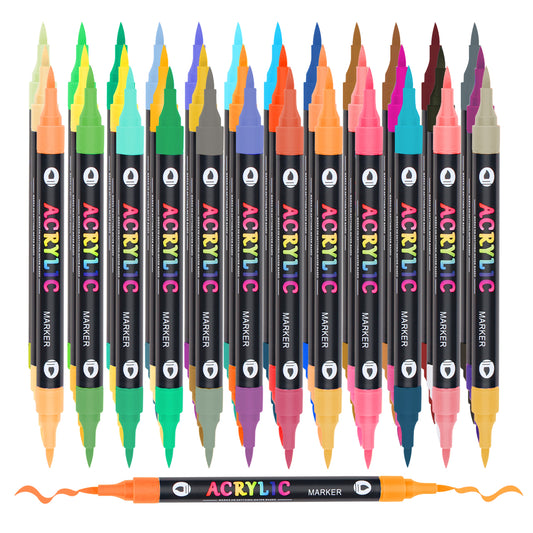 72 Colors Acrylic Paint Markers with 36 Dual-Color Brush Tips