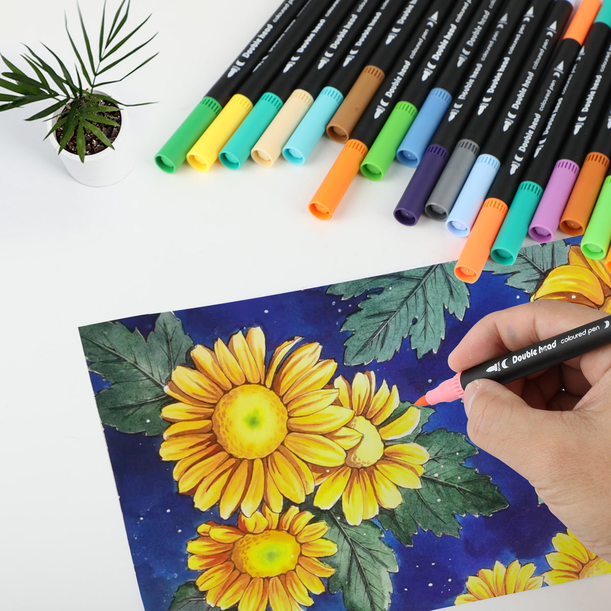 60 Colors Dual Tip Brush Pens