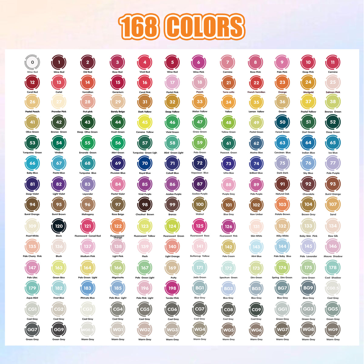 168 Colors Alcohol Brush Markers with Free App