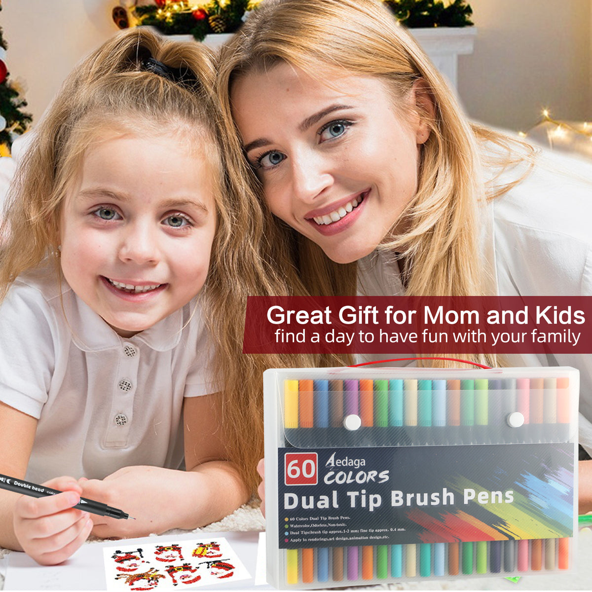60 Colors Dual Tip Brush Pens